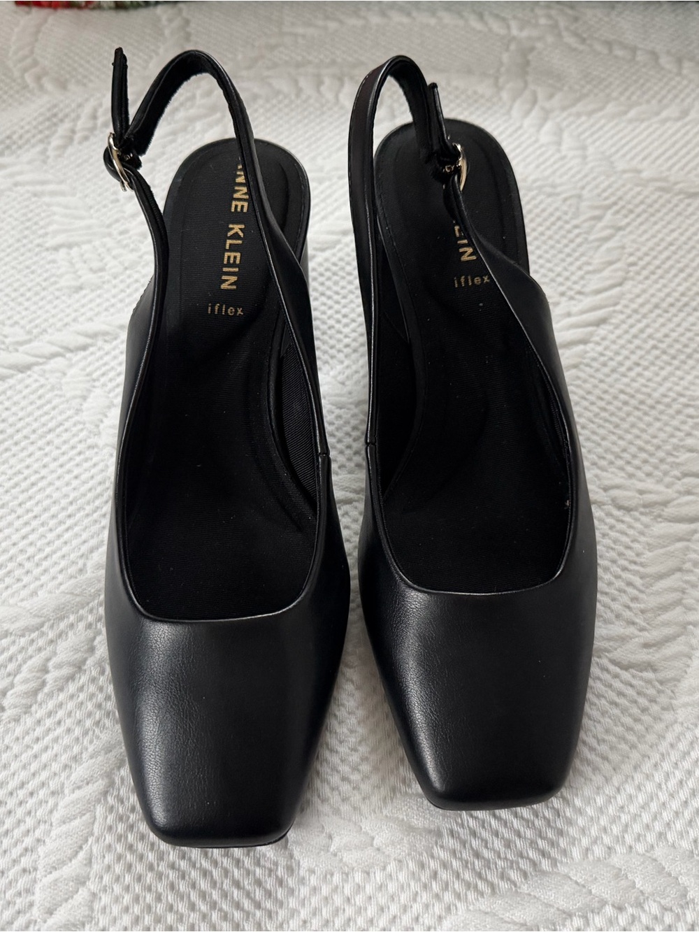 Anne Klein iFlex Black Slingback Block Heel Pumps Size 6 Worn Twice